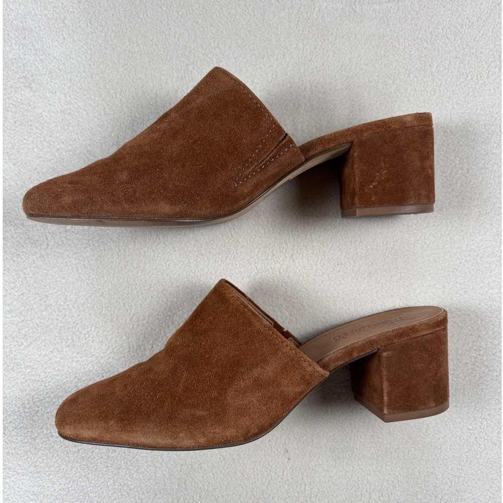 Madewell Brown Suede Block Heel Mules Women Shoes Size 8.5 - Picture 4 of 7